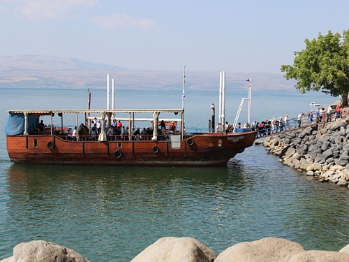 A boat in the Sea of Galilee